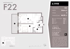 2 pokoje, mieszkanie 40,99 m², piętro 2, oferta nr F22, Livo, Warszawa, Białołęka, Grodzisk, ul. Tajemna 12