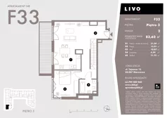 2 pokoje, mieszkanie 83,62 m², piętro 3, oferta nr F33, Livo, Warszawa, Białołęka, Grodzisk, ul. Tajemna 12