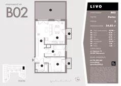 3 pokoje, mieszkanie 54,82 m², parter, oferta nr B02, Livo, Warszawa, Białołęka, Grodzisk, ul. Tajemna 12
