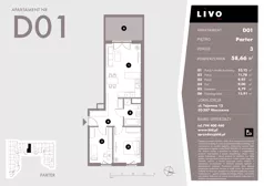 3 pokoje, mieszkanie 58,66 m², parter, oferta nr D01, Livo, Warszawa, Białołęka, Grodzisk, ul. Tajemna 12