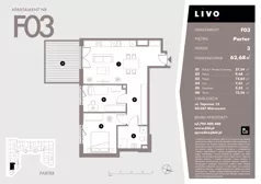 3 pokoje, mieszkanie 62,73 m², parter, oferta nr F03, Livo, Warszawa, Białołęka, Grodzisk, ul. Tajemna 12