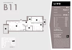 3 pokoje, mieszkanie 59,06 m², piętro 1, oferta nr B11, Livo, Warszawa, Białołęka, Grodzisk, ul. Tajemna 12