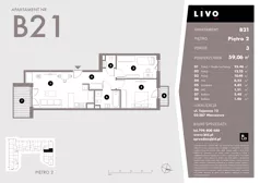 3 pokoje, mieszkanie 59,06 m², piętro 2, oferta nr B21, Livo, Warszawa, Białołęka, Grodzisk, ul. Tajemna 12