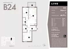 3 pokoje, mieszkanie 60,79 m², piętro 2, oferta nr B24, Livo, Warszawa, Białołęka, Grodzisk, ul. Tajemna 12
