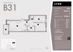 3 pokoje, mieszkanie 59,06 m², piętro 3, oferta nr B31, Livo, Warszawa, Białołęka, Grodzisk, ul. Tajemna 12