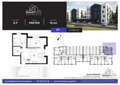 3 pokoje, mieszkanie 53,59 m², piętro 1, oferta nr E/M6, Smart City Stargard, Stargard, ul. Nadbrzeżna 11