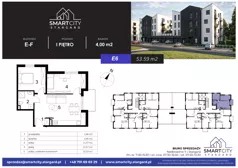 3 pokoje, mieszkanie 53,59 m², piętro 1, oferta nr E/M6, Smart City Stargard, Stargard, ul. Nadbrzeżna 11