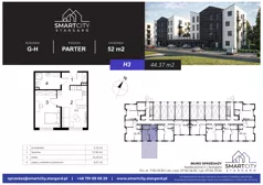 2 pokoje, mieszkanie 44,37 m², piętro 3, oferta nr E/M18, Smart City Stargard, Stargard, ul. Nadbrzeżna 11