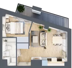 2 pokoje, mieszkanie 29,92 m², piętro 1, oferta nr M102, SeaBreeze, Świnoujście, Osiedle Matejki, ul. Jana Matejki 41