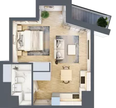 1 pokój, mieszkanie 34,39 m², piętro 2, oferta nr M201, SeaBreeze, Świnoujście, Osiedle Matejki, ul. Jana Matejki 41