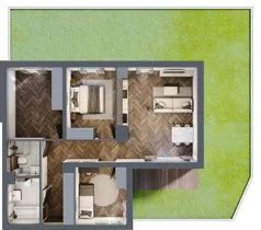 4 pokoje, mieszkanie 75,16 m², parter, oferta nr M1, Trybuny Ludów 3, Kraków, Podgórze Duchackie, Wola Duchacka, ul. Trybuny Ludów 3