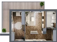 2 pokoje, apartament 48,44 m², piętro 2, oferta nr B1.25, Zdrojowa Park, Busko-Zdrój, ul. Prof. W. Grotta