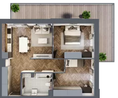 3 pokoje, apartament 57,39 m², parter, oferta nr B1.2, Zdrojowa Park, Busko-Zdrój, ul. Prof. W. Grotta