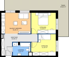 3 pokoje, mieszkanie 58,33 m², piętro 3, oferta nr B2.28, Zdrojowa Park bud. 2, Busko-Zdrój, ul. Prof. W. Grotta