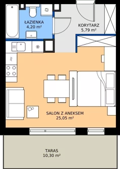 1 pokój, mieszkanie 35,04 m², parter, oferta nr B2.4, Zdrojowa Park bud. 2, Busko-Zdrój, ul. Prof. W. Grotta