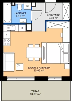 1 pokój, apartament 35,09 m², piętro 3, oferta nr B2.32, Zdrojowa Park bud. 2, Busko-Zdrój, ul. Prof. W. Grotta