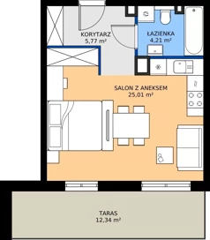 1 pokój, apartament 34,99 m², parter, oferta nr B2.7, Zdrojowa Park bud. 2, Busko-Zdrój, ul. Prof. W. Grotta