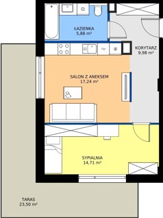 2 pokoje, mieszkanie 47,81 m², parter, oferta nr B2.8, Zdrojowa Park bud. 2, Busko-Zdrój, ul. Prof. W. Grotta