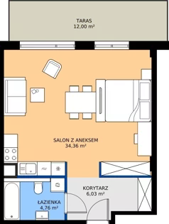 1 pokój, mieszkanie 45,15 m², piętro 3, oferta nr B2.27, Zdrojowa Park bud. 2, Busko-Zdrój, ul. Prof. W. Grotta