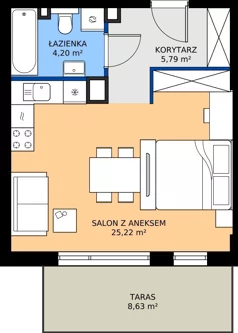 1 pokój, mieszkanie 35,21 m², piętro 1, oferta nr B2.13, Zdrojowa Park bud. 2, Busko-Zdrój, ul. Prof. W. Grotta