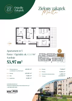3 pokoje, mieszkanie 53,97 m², parter, oferta nr 5, Osiedle Zakątek, Rypin, ul. 3 Maja 1A