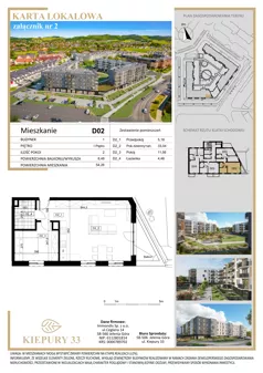 2 pokoje, mieszkanie 54,26 m², piętro 1, oferta nr D02, Kiepury 33, Jelenia Góra, Zabobrze, ul. Jana Kiepury