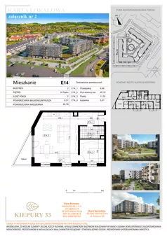2 pokoje, mieszkanie 65,78 m², piętro 3, oferta nr E14, Kiepury 33, Jelenia Góra, Zabobrze, ul. Jana Kiepury