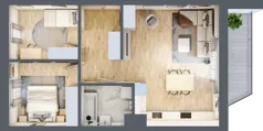 3 pokoje, mieszkanie 61,38 m², piętro 1, oferta nr A06, Kiepury 33, Jelenia Góra, Zabobrze, ul. Jana Kiepury