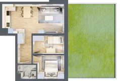 3 pokoje, mieszkanie 49,76 m², parter, oferta nr B02, Kiepury 33, Jelenia Góra, Zabobrze, ul. Jana Kiepury