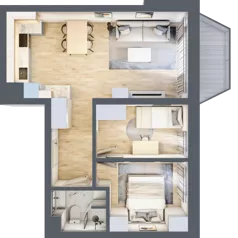 3 pokoje, mieszkanie 49,76 m², piętro 1, oferta nr A05, Kiepury 33, Jelenia Góra, Zabobrze, ul. Jana Kiepury