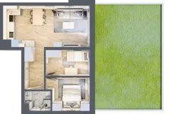 3 pokoje, mieszkanie 49,76 m², parter, oferta nr A02, Kiepury 33, Jelenia Góra, Zabobrze, ul. Jana Kiepury