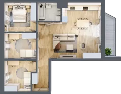 4 pokoje, mieszkanie 77,95 m², piętro 1, oferta nr B03, Kiepury 33, Jelenia Góra, Zabobrze, ul. Jana Kiepury