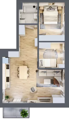3 pokoje, mieszkanie 57,58 m², piętro 1, oferta nr F01, Kiepury 33, Jelenia Góra, Zabobrze, ul. Jana Kiepury