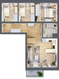4 pokoje, mieszkanie 67,29 m², piętro 1, oferta nr E01, Kiepury 33, Jelenia Góra, Zabobrze, ul. Jana Kiepury