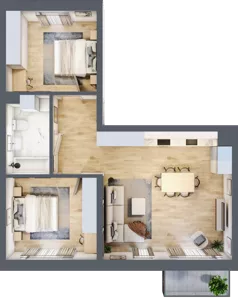 3 pokoje, mieszkanie 67,84 m², piętro 1, oferta nr F02, Kiepury 33, Jelenia Góra, Zabobrze, ul. Jana Kiepury
