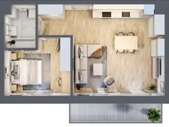 2 pokoje, mieszkanie 49,26 m², piętro 1, oferta nr E03, Kiepury 33, Jelenia Góra, Zabobrze, ul. Jana Kiepury
