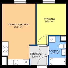 2 pokoje, mieszkanie 34,33 m², piętro 1, oferta nr C11-9, Osiedle Latawców, Wrocław, Psie Pole-Zawidawie, Psie Pole, ul. Grodzieńska