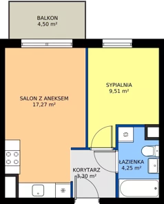 2 pokoje, mieszkanie 34,33 m², piętro 1, oferta nr C11-12, Osiedle Latawców, Wrocław, Psie Pole-Zawidawie, Psie Pole, ul. Grodzieńska