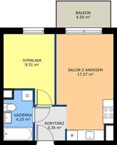 2 pokoje, mieszkanie 34,33 m², piętro 3, oferta nr C12-18, Osiedle Latawców, Wrocław, Psie Pole-Zawidawie, Psie Pole, ul. Grodzieńska
