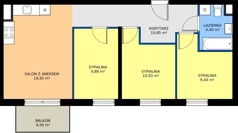 4 pokoje, mieszkanie 64,45 m², piętro 1, oferta nr C12-5, Osiedle Latawców, Wrocław, Psie Pole-Zawidawie, Psie Pole, ul. Grodzieńska