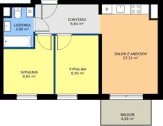 3 pokoje, mieszkanie 45,65 m², parter, oferta nr D15-1, Osiedle Latawców, Wrocław, Psie Pole-Zawidawie, Psie Pole, ul. Grodzieńska