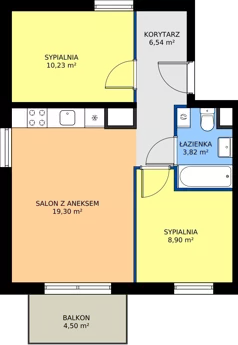 3 pokoje, mieszkanie 48,79 m², piętro 2, oferta nr D13-12, Osiedle Latawców, Wrocław, Psie Pole-Zawidawie, Psie Pole, ul. Grodzieńska