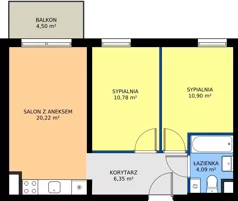 3 pokoje, mieszkanie 52,34 m², piętro 1, oferta nr D13-8, Osiedle Latawców, Wrocław, Psie Pole-Zawidawie, Psie Pole, ul. Grodzieńska