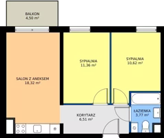 3 pokoje, mieszkanie 50,58 m², piętro 1, oferta nr D13-7, Osiedle Latawców, Wrocław, Psie Pole-Zawidawie, Psie Pole, ul. Grodzieńska