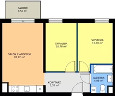3 pokoje, mieszkanie 52,34 m², piętro 2, oferta nr D13-14, Osiedle Latawców, Wrocław, Psie Pole-Zawidawie, Psie Pole, ul. Grodzieńska