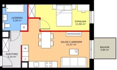 2 pokoje, mieszkanie 43,35 m², piętro 1, oferta nr M23, Punkt Wola, Kraków, Podgórze Duchackie, Wola Duchacka, ul. Trybuny Ludów 15