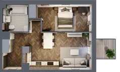 2 pokoje, mieszkanie 43,35 m², piętro 1, oferta nr M23, Punkt Wola, Kraków, Podgórze Duchackie, Wola Duchacka, ul. Trybuny Ludów 15