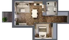2 pokoje, mieszkanie 41,86 m², piętro 1, oferta nr M26, Punkt Wola, Kraków, Podgórze Duchackie, Wola Duchacka, ul. Trybuny Ludów 15