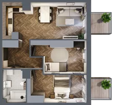 3 pokoje, mieszkanie 56,46 m², piętro 1, oferta nr M19, Punkt Wola, Kraków, Podgórze Duchackie, Wola Duchacka, ul. Trybuny Ludów 15