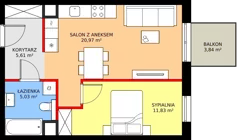 2 pokoje, mieszkanie 43,44 m², piętro 2, oferta nr M39, Punkt Wola, Kraków, Podgórze Duchackie, Wola Duchacka, ul. Trybuny Ludów 15